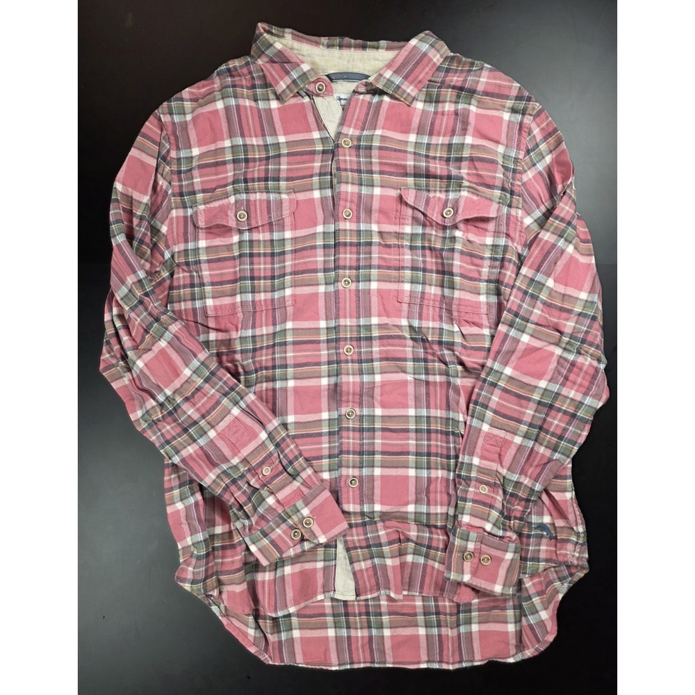 Tommy Bahama Pink Plaid Flannel Button Up Shirt Men's Size XL